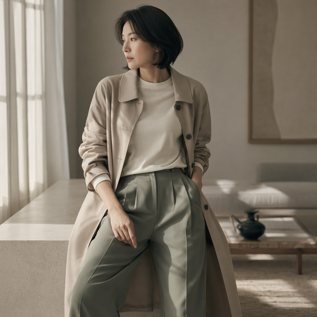 TAUM의 Pre-Spring 2026 컬렉션과 미니멀 베이직의 분위기를 보여주는 메인 비주얼